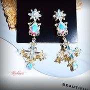 Diamond Crusted Cross Earrings