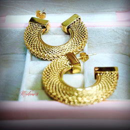 Vintage Vibes Mesh Hoop Earrings - Gold