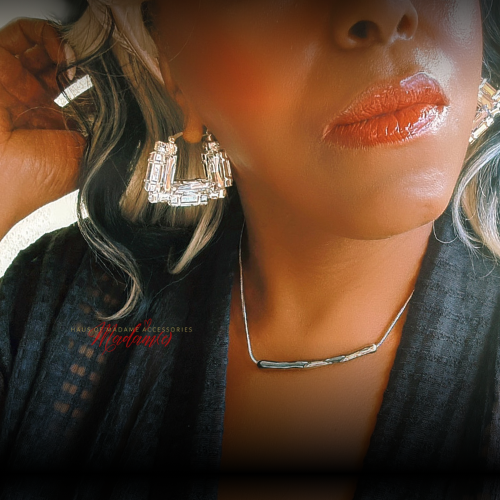 White Diamond Bamboo Hoops