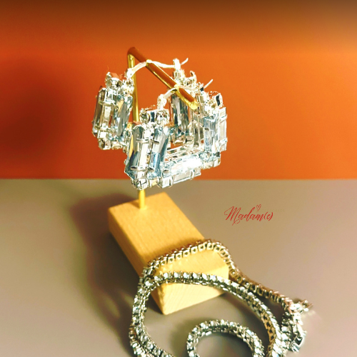 White Diamond Bamboo Hoops