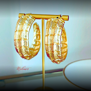 Golden Grid Hoops