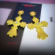 Door Knocker Cross Earrings - Gold