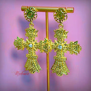 Door Knocker Cross Earrings - Gold