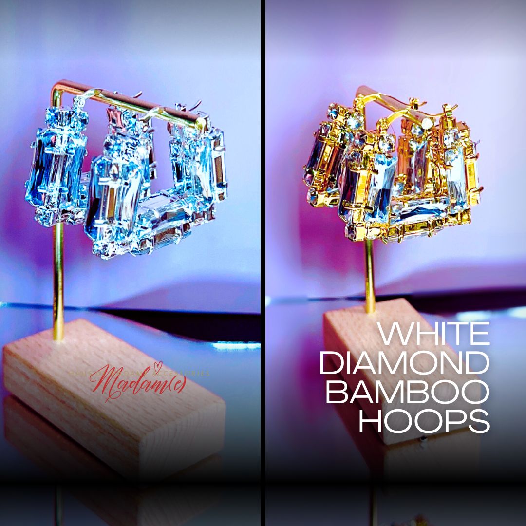 White Diamond Bamboo Hoops