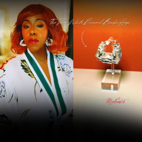 White Diamond Bamboo Hoops