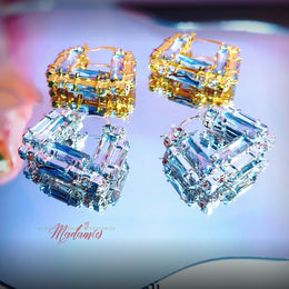 White Diamond Bamboo Hoops