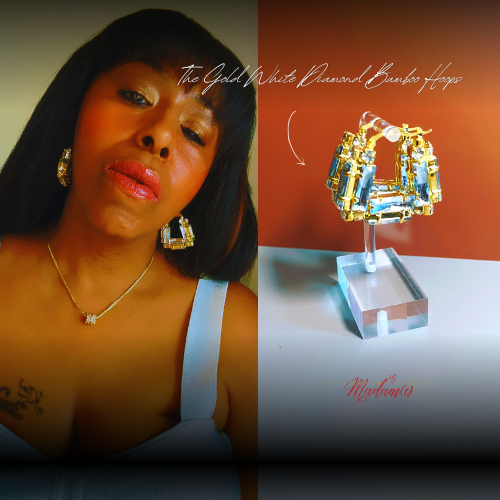 White Diamond Bamboo Hoops